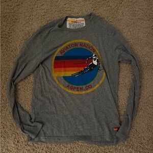 Aviator Nation Gray Ski Graphic Long Sleeve